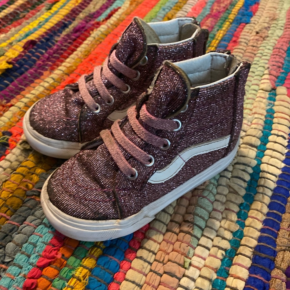 Vans High Top Pink Glitter sz 5.5 Toddler